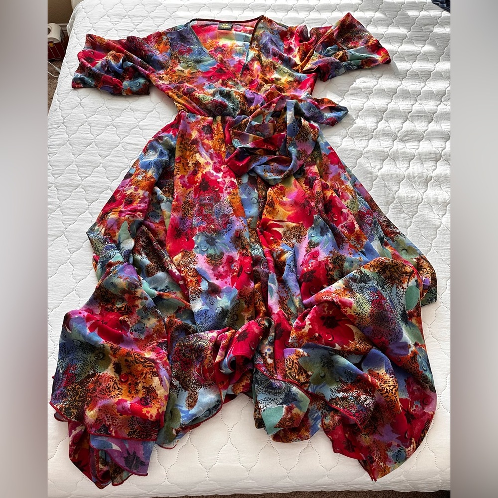 SB Fashion Women’s Long Dress/Sleeves, Beautiful Bright Colors - Sz L